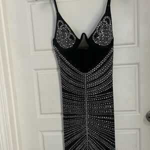 Elegant Black and White Beaded Dress